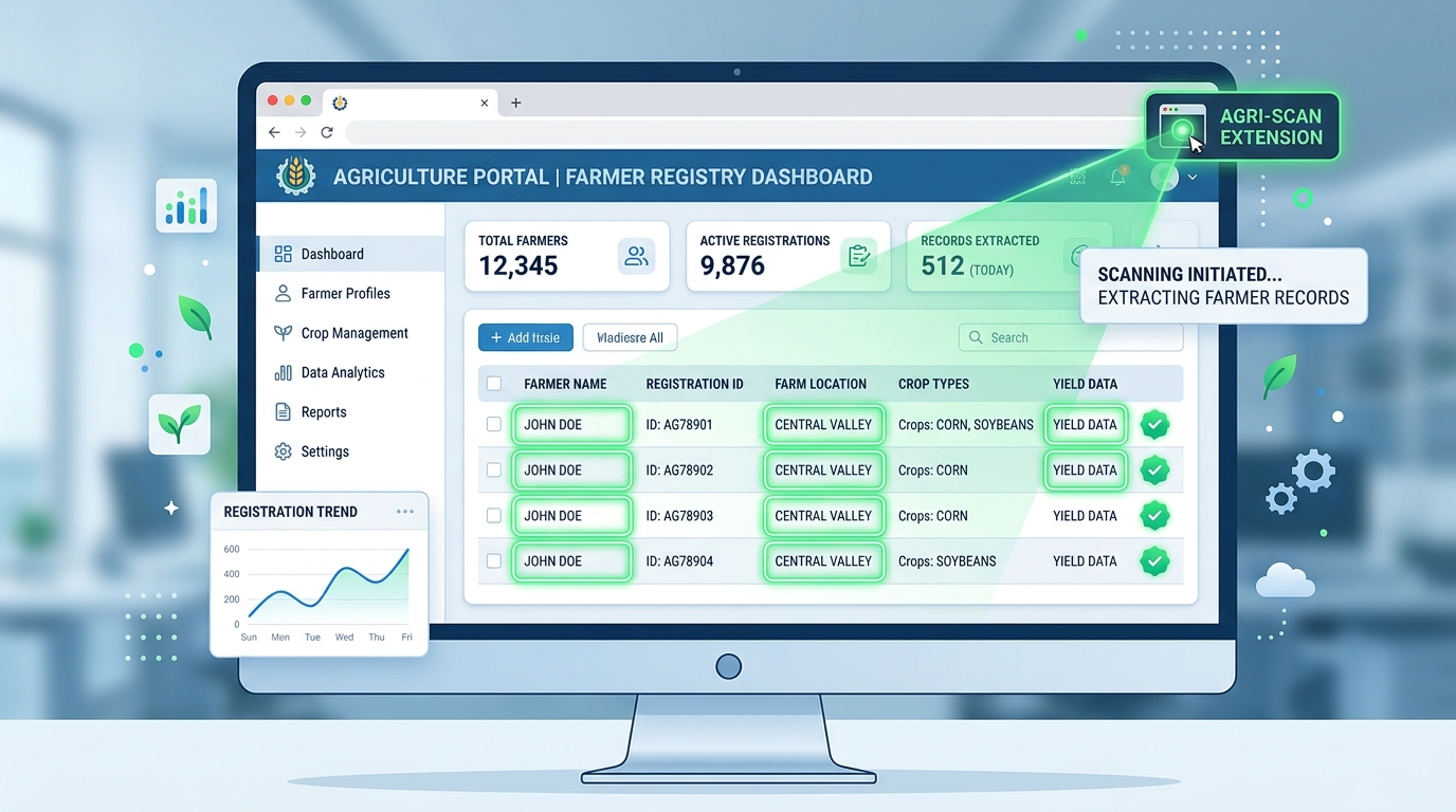 AgriStack Portal DOM scanning and automatic record extraction